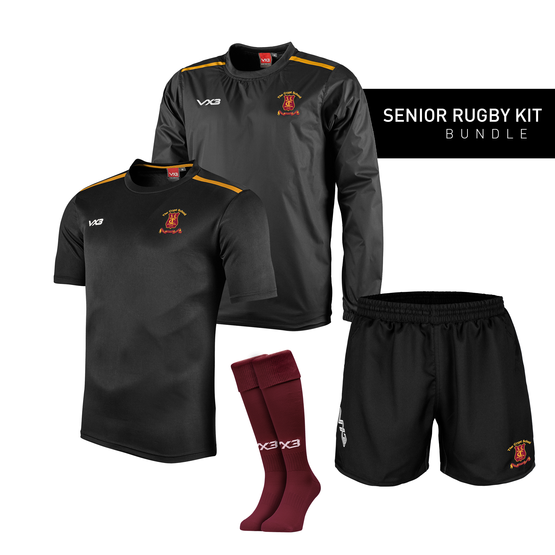Crypt Rugby Crypt School Senior Rugby Kit Bundle – VX3
